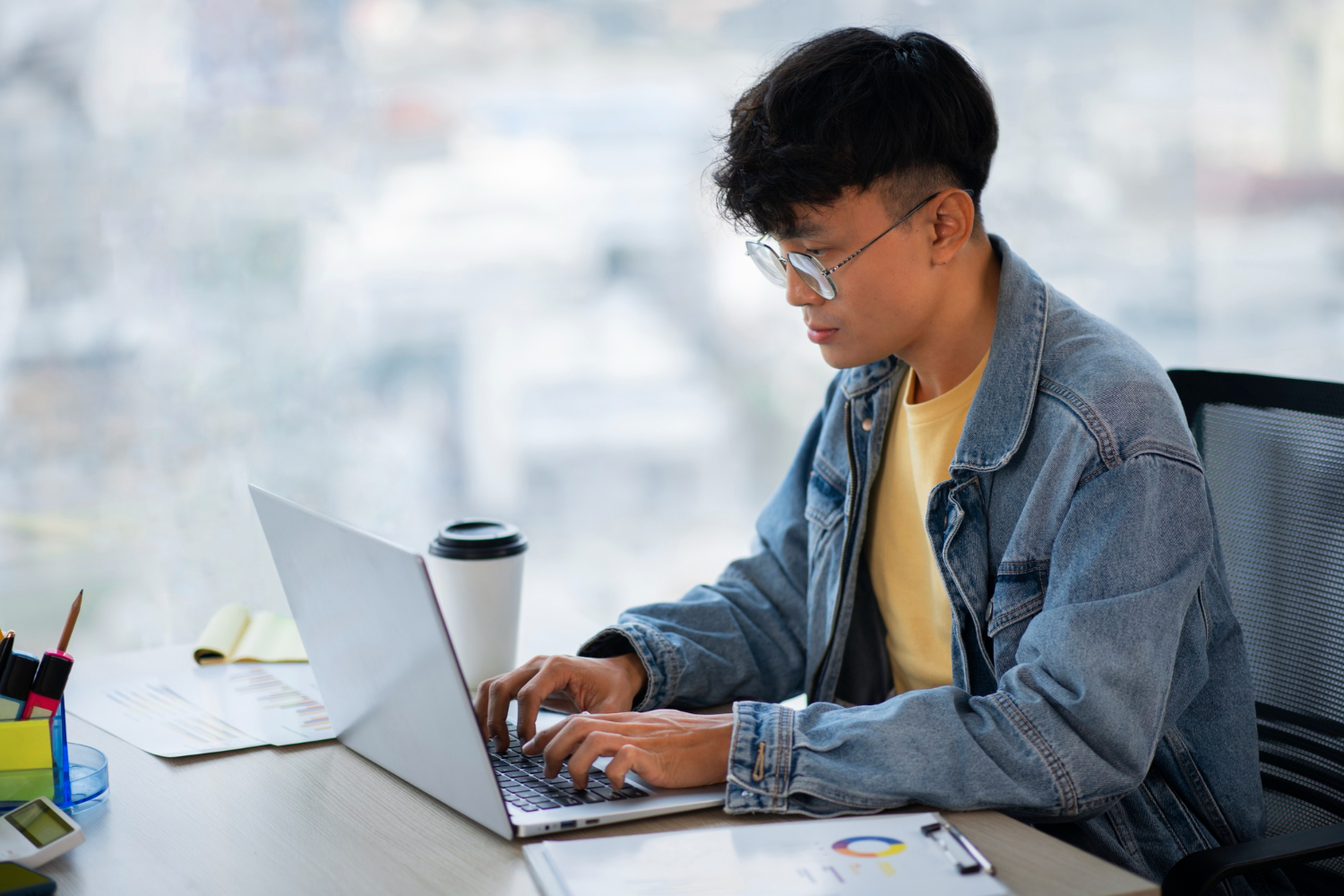 person using laptop